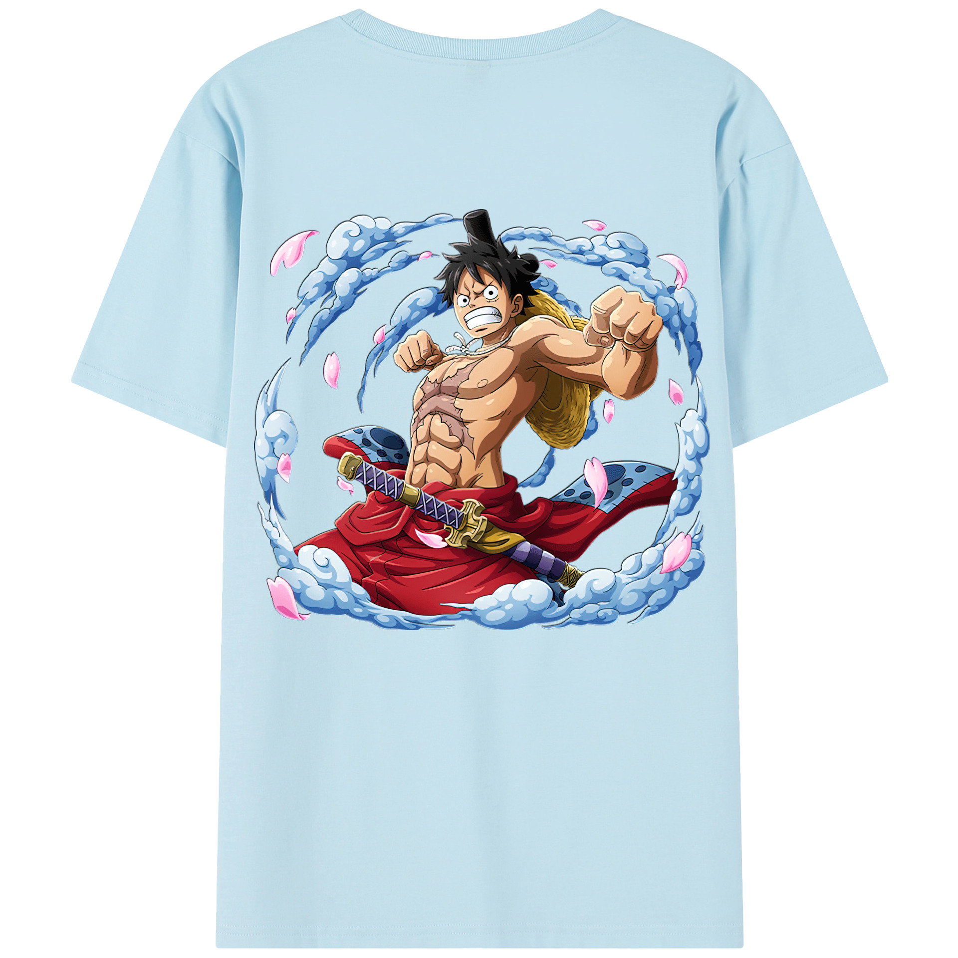 ワンピース モンキー・D・ルフィ ONE PIECE Monkey D. Luffy 綿100％半袖Tシャツ（背面プリント）